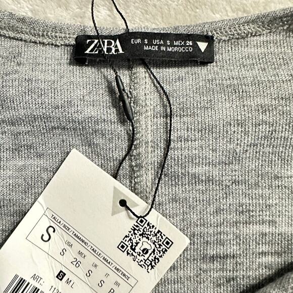 Zara Pullover Sweater Women's Small Gray V-Neck Long Sleeve Ovversized NWT - Picture 5 of 8